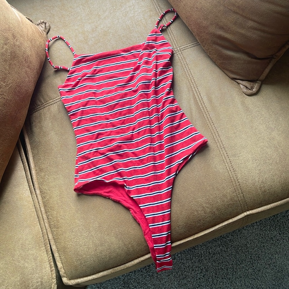 Striped body suit